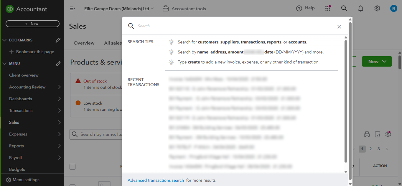 QuickBooks outbooks
