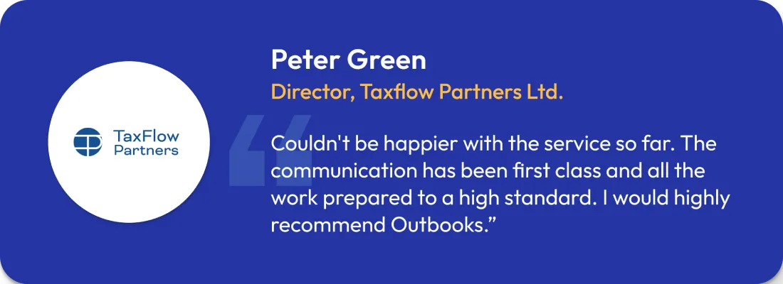 Peter Green - Client Testimonial - Newsletter 2025 September - Outbooks UK